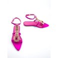 thumbnail image 3 of Women's Chic Rhinestone Chain Buckle Decoration Lycra Pointed Toe Slingback Party Flat Sandals, 3 of 4