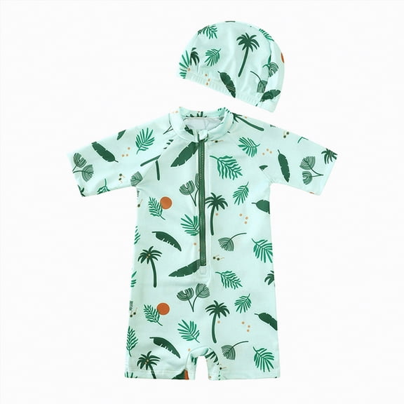 NIEWTR Baby Boy Swimsuit Rash Guard Toddler Sun Protection Swimwear Infant One Piece Bathing Suit(Mint Green,9-12 Months)