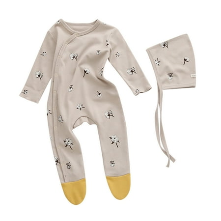 

XYIJANI Baby Onsies Baby Boys Girls Sleepwear Romper Long Sleeve Graphic Print Footed Bodysuit Infant Jumpsuit Pajamas Hat 18 Months Boy Clothes Infant Winter Clothes (Hot Pink 66)