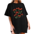 thumbnail image 4 of Drses Womens Summer Tops Oversized Tshirt Flower Graphic Tees Short Sleeve Shirts Summer Casual Loose Flower Plant Shirts Tops, 4 of 5