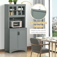 thumbnail image 6 of HOMCOM Kitchen Hutch, Pantry Cabinet with Glass Framed Door, Adjustable Shelves and Microwave Space for Dining Room, Gray, 6 of 9
