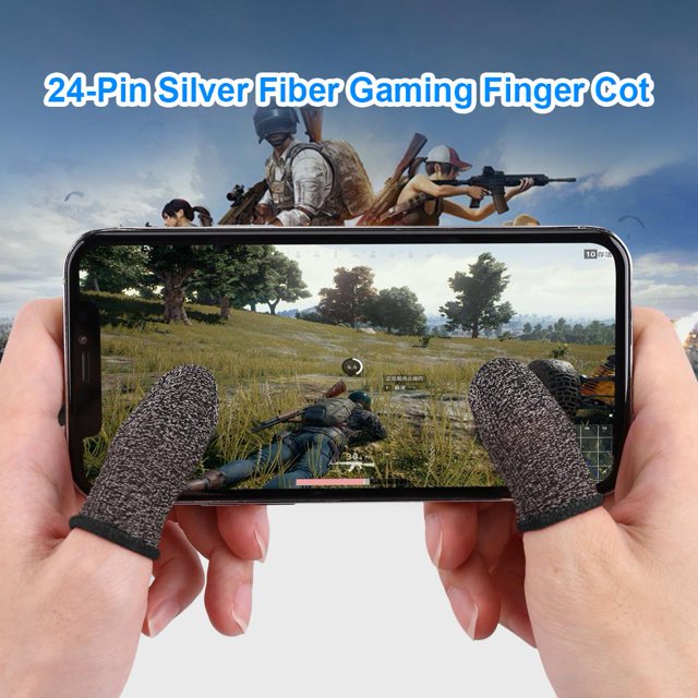 2pcs 24-Stitch Mobile Game Finger Cover a prueba de sudor antideslizante (negro)
