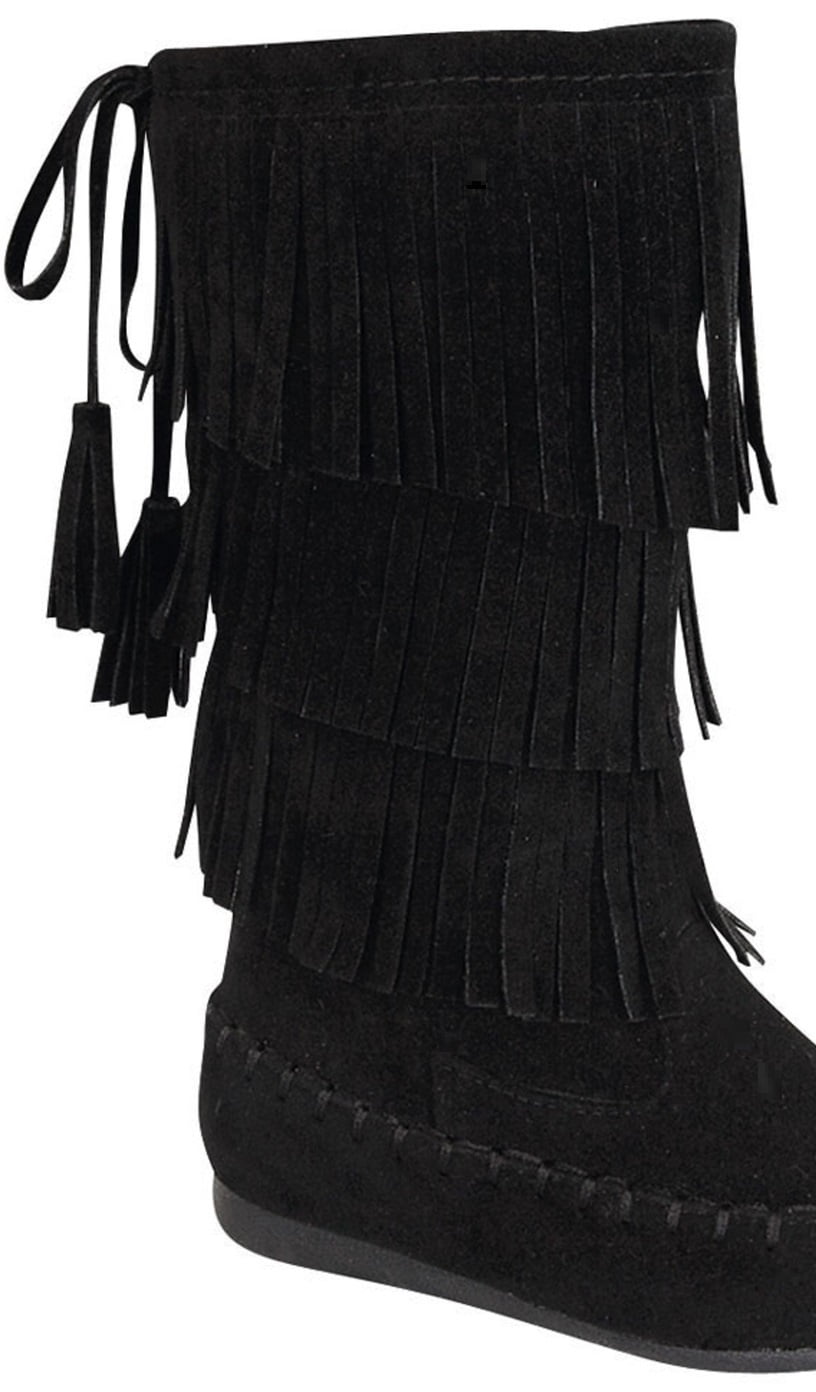 faux suede fringe boots