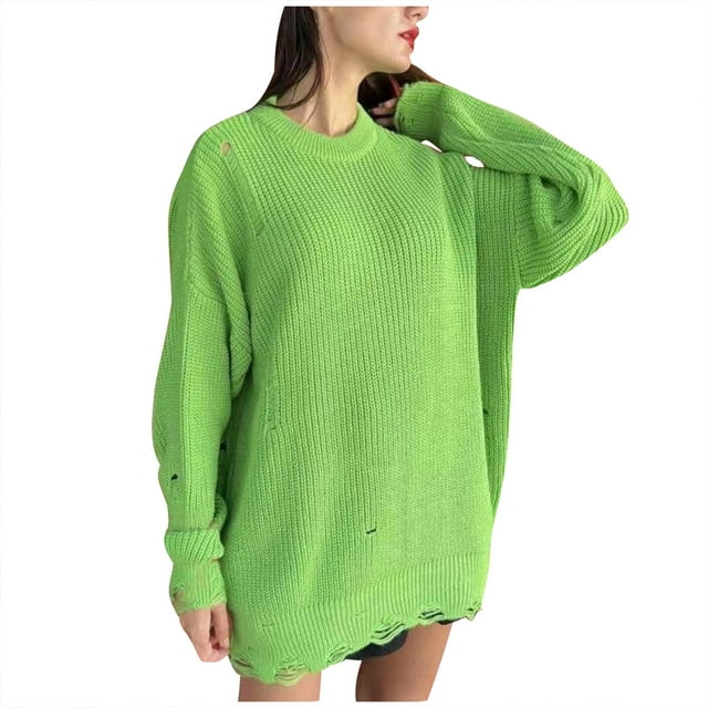 Robe Chandail pour Femmes Manches Longues en Maille Torsadée Unie Ourlet Détruit Mini Robe de Vacances Douce