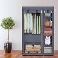 thumbnail image 2 of Wardrobe Storage Closet Portable Clothes Standing Shelves Organizer Non-Woven Fabric Rack DIY Armoire Storage with Hanging Rods, 2 of 7
