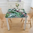 thumbnail image 3 of COMIO Watercolor Green Leaves Tropical Palm Leaf Summer Style Outdoor Fitted Square Tablecloth White, 3 of 7