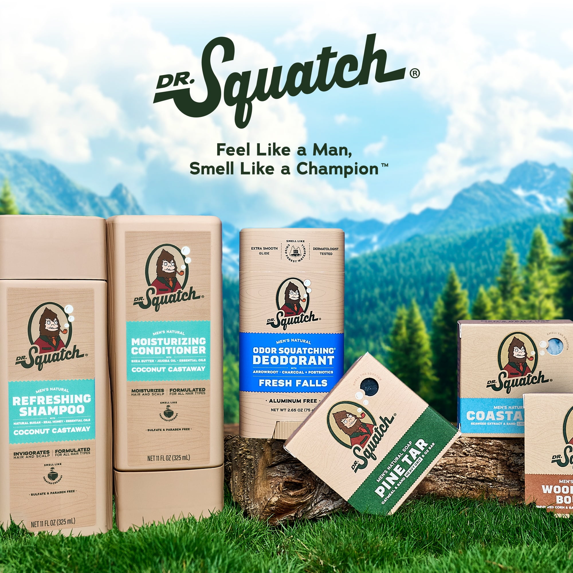 Dr. Squatch Mens Aluminum Free Deodorant Set, Natural Deodorant for Men, Maverick Musk + Alpine Sage + Rainforest Rapids, 2.65 oz, 3 Pack