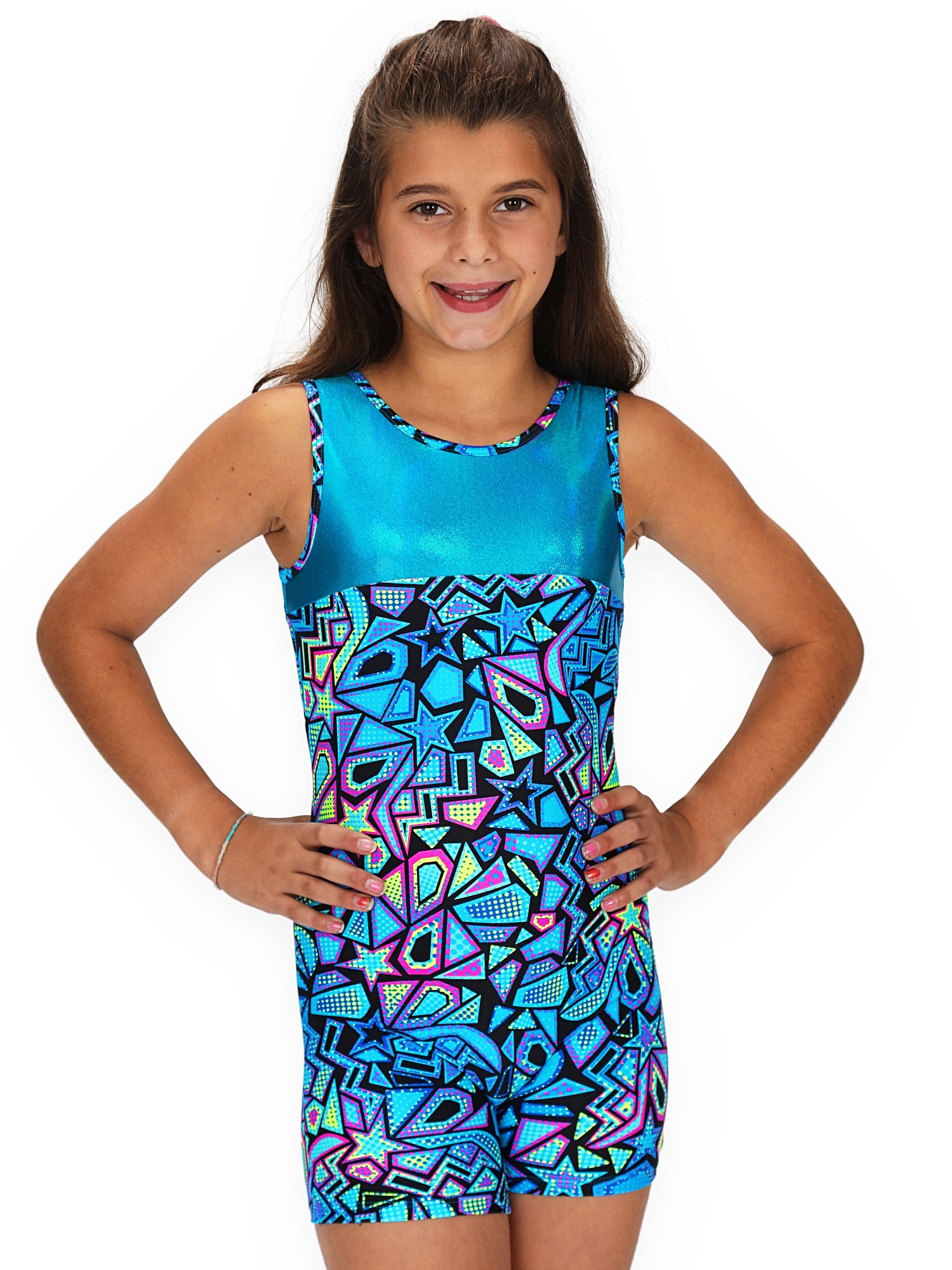 Teal Blue and Green Collection Leap Gear Gymnastics Biketard/Unitard for Girls Turquoise