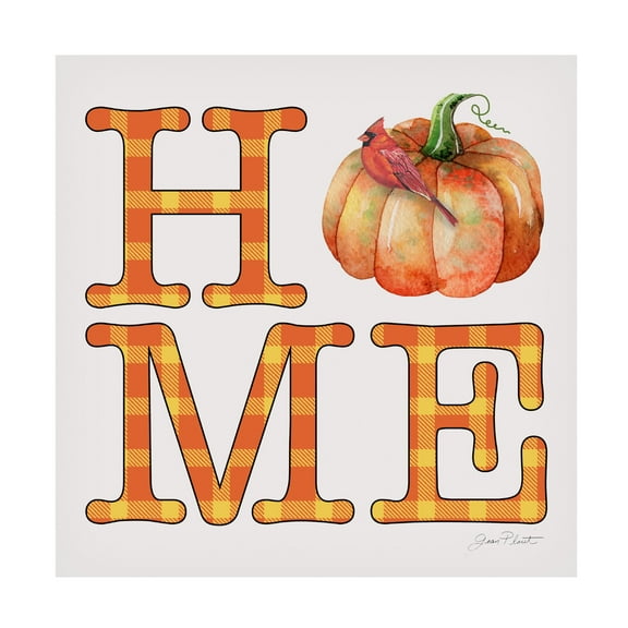 Canvas Wall Art - Jean Plout 'Fall Plaid Celebration C' Wall Art for Living Room, Bedroom, or Office Décor by Trademark Fine Art - 14 x 14 Inches