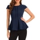 thumbnail image 1 of INSPIRAR CHIC Blusas de Peplum para Mujeres con Mangas Cortas y Cuello Redondo en Color Sólido XS Azul Oscuro, 1 of 5