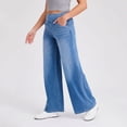 thumbnail image 4 of Jeans for Women Elastic High Waist Wide Leg Stretchy Baggy Streetwear Casual Denim Pants with Pockets, 4 of 6