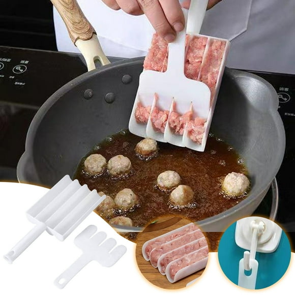 Black and Friday Cyber&Monday cuyhtdup Quadruple Meatball Maker Making Meatballs Home Kitchen Fish Balls Press Taiwanese Meatballs Tool Meatball Machine