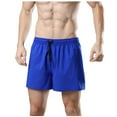 thumbnail image 2 of Cargo Shorts for Men Elastic-Waist Drawstring Sports Breathable Solid-Color Casual Running Training Pocket Shorts Blue XL, 2 of 6
