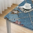 thumbnail image 4 of BANET Spillproof Tablecloth Wipeable Card Table Oilcloth Tablecloths Farm Tablecloth - Navy Blue white, 4 of 7