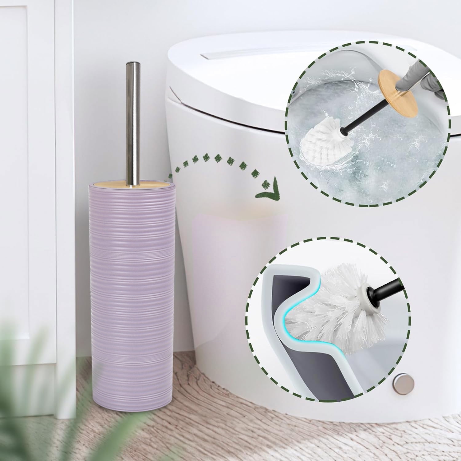 CERBIOR 6 Pcs Bamboo Bathroom Accessories Sets Irregular Stripe Design Complete Set Bathroom Decor Vanity Countertop Accessory Set, Purple