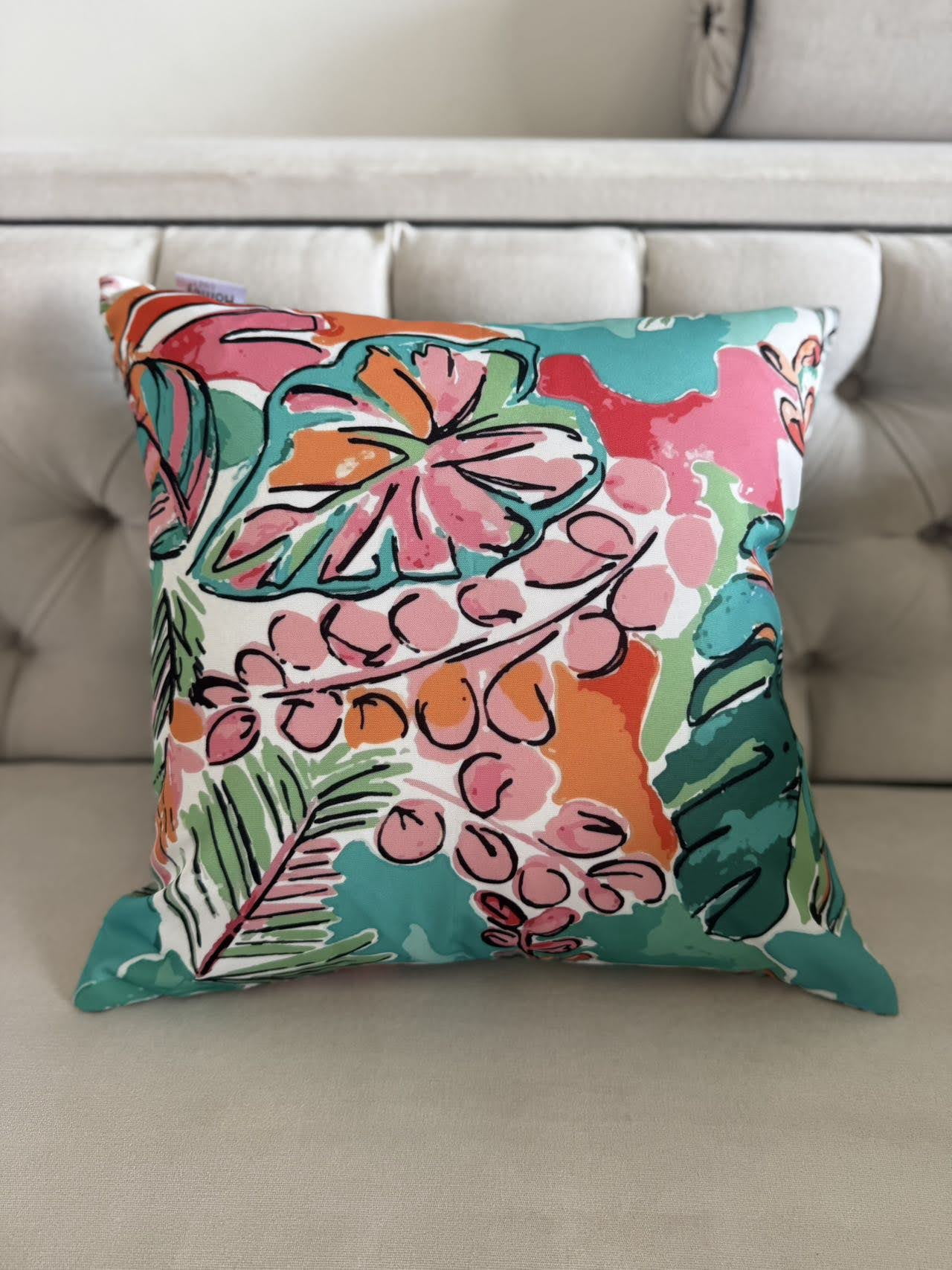 Aloha Turquoise Square Outdoor Throw Pillow （Set of 2)