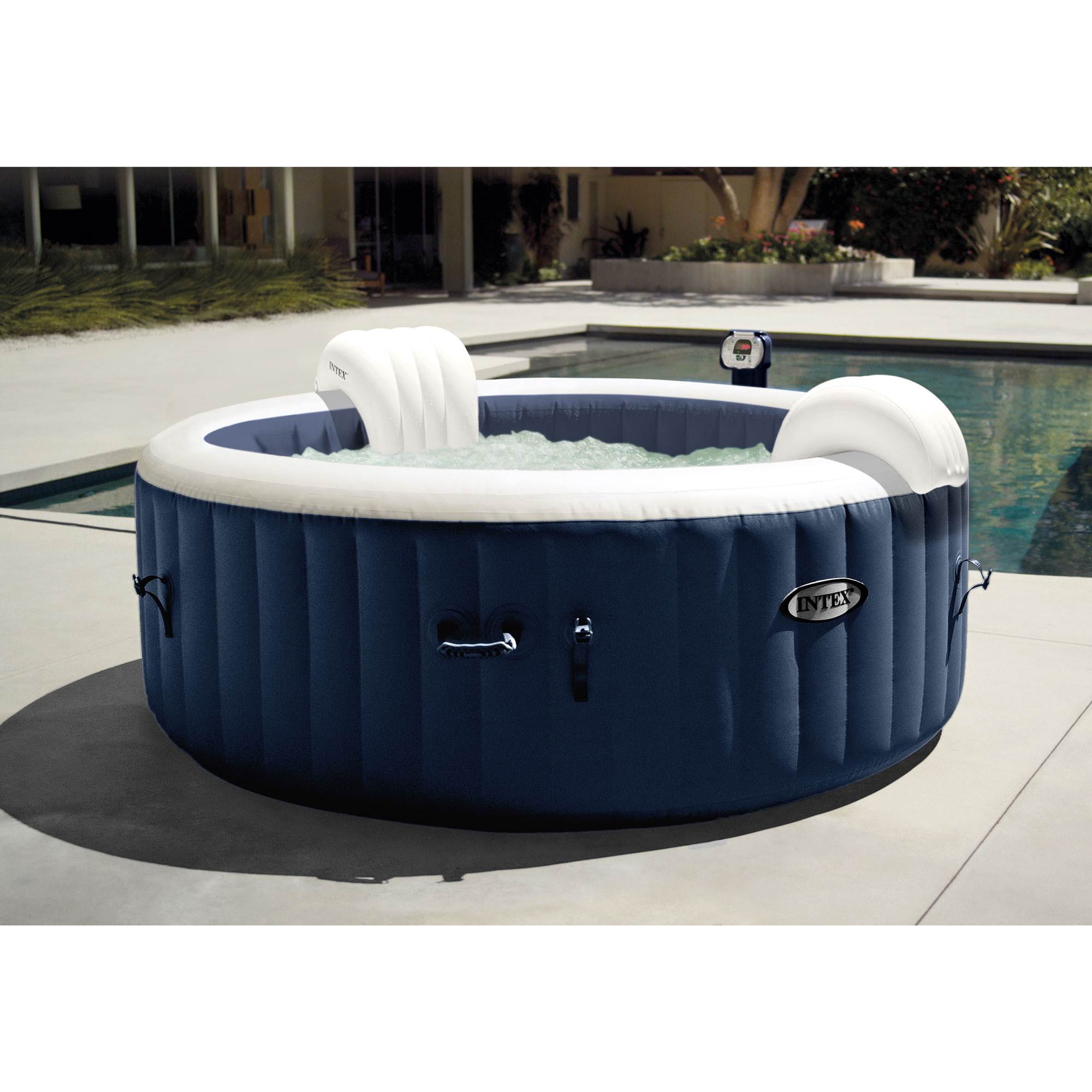 Intex PureSpa 4 Person Inflatable Jet Spa Hot Tub with Drink Tray & Headrest 