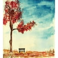 thumbnail image 3 of Ambesonne Tree Duvet Cover Sets, Watercolor Art Bench, 2-King, Orange Blue, 3 of 6