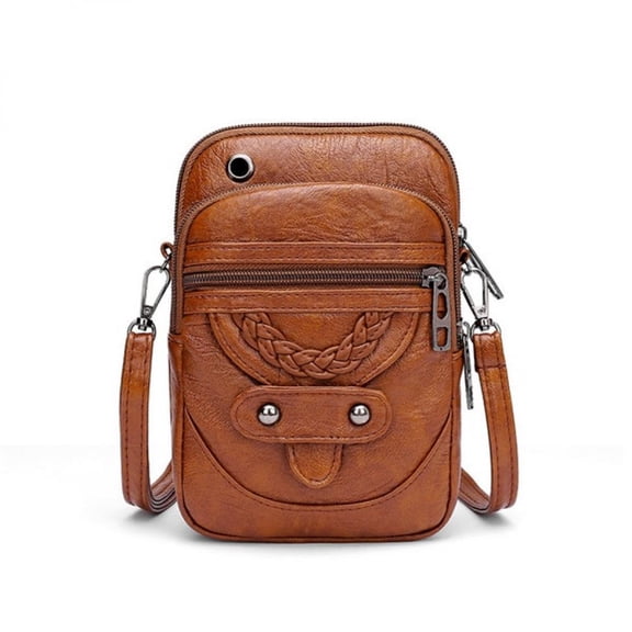 Jiibva Vintage Flap Shoulder Bag, Small PU Leather Crossbody Purse for Women