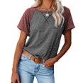 thumbnail image 2 of Dark Gray M WIZUTIZ Workout Tops for Women up to 60% Off Loose Fit Comfy Cotton Soft Blouse Solid Plus Short Sleeve Tops Plain Ladies Flowy Tee Athletic Holiday Beach Tshirt Cotton Blend Crew Neck T-, 2 of 6