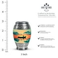 thumbnail image 2 of JAGASY Fishing Small Urn for Sister - Golden Urn for Ashes Adult Male & Female - Sunset Clouds Water Boat Decorative Urns - Mini Cremation Urns for Human Ashes keepsake - (3 Inch), 2 of 7
