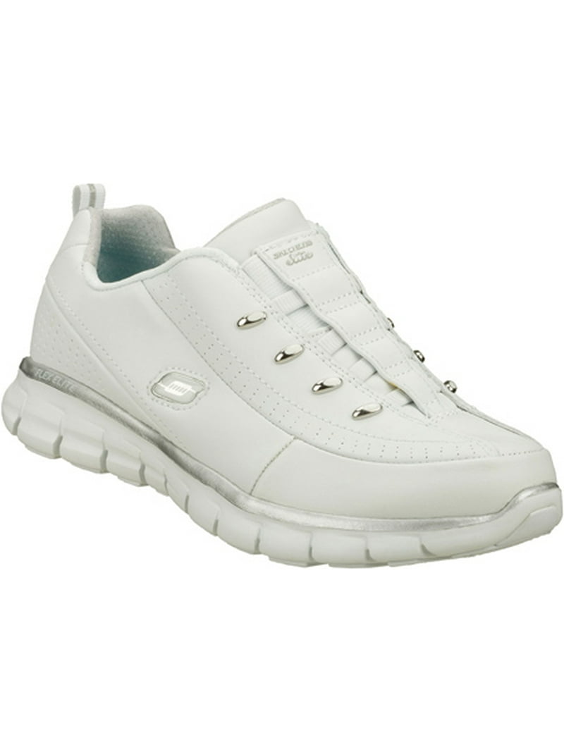 Skechers Sport Women's Elite Class Fashion Sneaker,White/Silver,7 US - Walmart.com