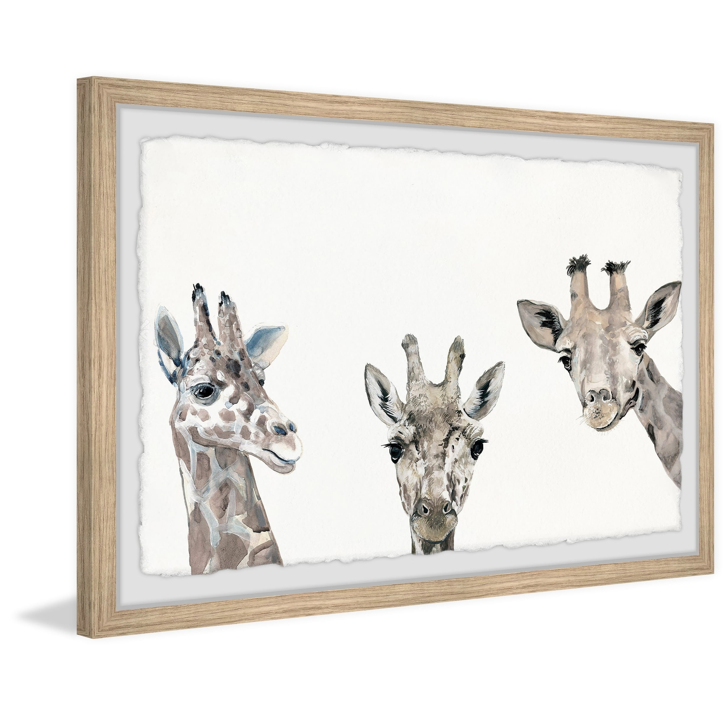 Marmont Hill Giraffe Poses Framed Wall Art, 24.00" x 1.50"