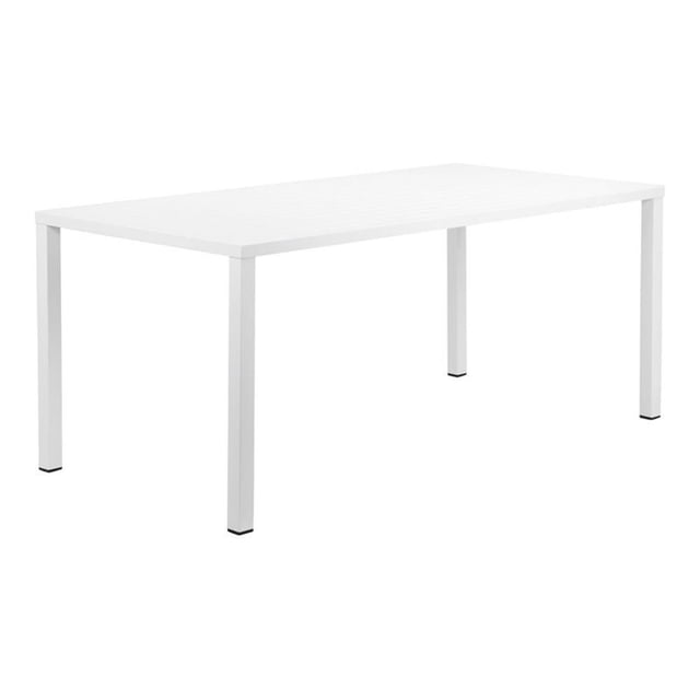 Pemberly Row Modern Aluminum Frame Patio Dining Table in White