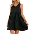 thumbnail image 7 of YouLoveIt Women's Sleeveless Dress Ruffles Loose Mini Dress Summer Tunic T-Shirt Dress V Neck Casual Ruffle Swing Dress Plain Dresses Short Dress, 7 of 7