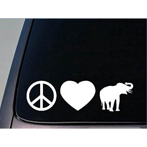 Peace Love Elephant sticker *H52* 8" vinyl decal zoo safari african
