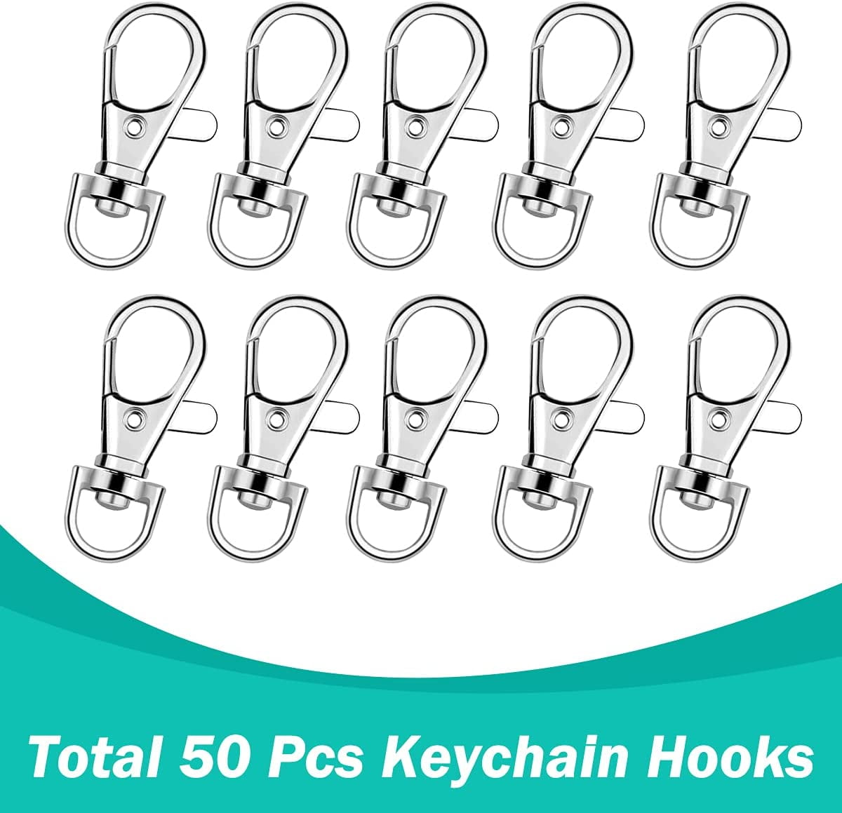 100 Pcs Premium Swivel Snap Hooks with Key Rings,Metal Lanyard Keychain  Hooks Lobster Clasps for Key Jewelry DIY Crafts 1.38inch/35mm(50 Pcs  Lanyard Snap Hooks+50 Pcs Key Rings) 
