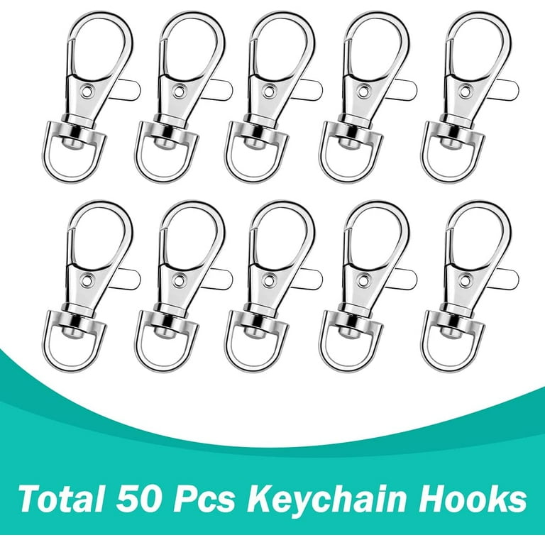 20 PCS Metal Swivel D Ring Lobster Claw Clasps Keychain Snap Hooks Inner  Wide 1 Inch, Silver