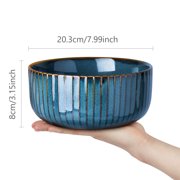 Large Salad Bowl, 1800ml/61oz Large Bowl ,Ceramic Fruit Serving Bowls, Stylish Blue Bowl ,Round Soup Bowl,Bowl for Soup,Salad,Cereal,Ramen