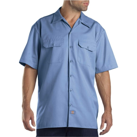 Dickies Mens Short-Sleeve Work Shirt, S, Gulf Blue