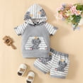 thumbnail image 2 of LAPAKIDS Newborn Infant Baby Boy Hooded Sweatshirt Tops Pants Clothes Outfits 2PCS Set 9-12 Months, 2 of 6