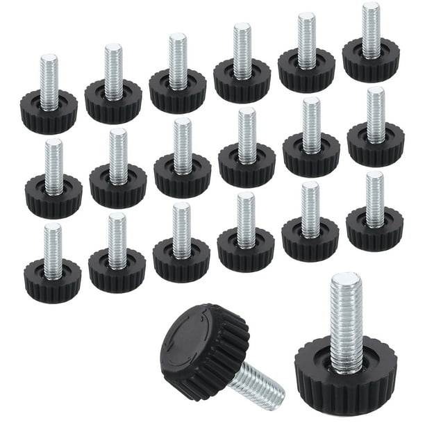 20 paquetes de niveladores de pies de muebles con rosca M6, pies ajustables de nivelación de mesa de 17x16, nivelación de deslizadores de muebles para patas de silla y taburete, negro