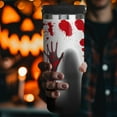 thumbnail image 3 of 30oz Halloween Tumbler with Top Handle and Straw, Stainless Steel Insulated Gohst Pumpkin Cup Halloween Skeleton Coofee Mug Gifts for Women Men, 3 of 6