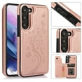 thumbnail image 1 of ELEHOLD Wallet Case for Samsung Galaxy S23 Plus 6.6" Embossed Pattern Magnetic Button Card Holders PU Leather Cover Kickstand Function Shockproof Protective Shell,Rosegold, 1 of 8