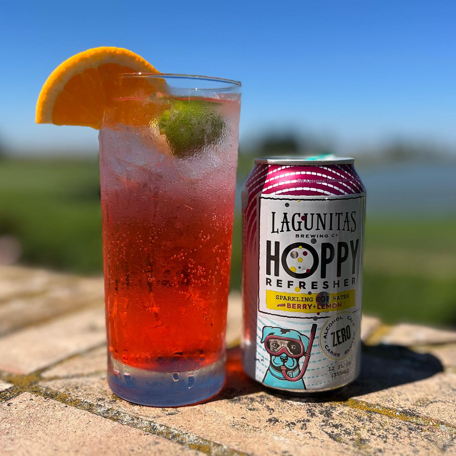 Lagunitas Hoppy Refresher, Blood Orange, Sparkling Hop Water & Berry Lemon, Non-Alcoholic Hop Water Drink | Refreshing Alcoholic Brew Substitute | 12oz Cans, 0.0% ABV