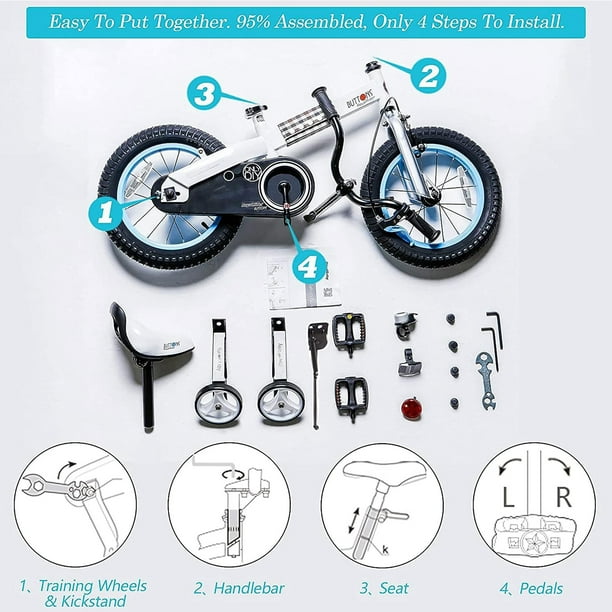 RoyalBaby Buttons 16 Kids Bike with Kickstand Training Wheels Blue Walmart
