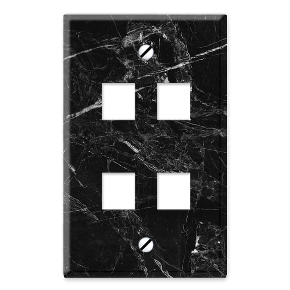 WIRESTER 4-Port Wall Plate for Keystone Jacks Modular Inserts Ethernet Cable, Cloudy Black Marble
