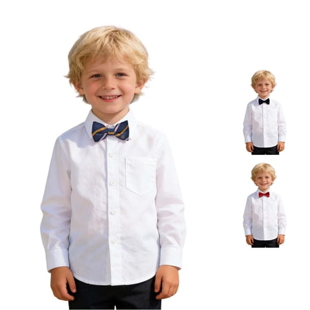 Gyujnb Lapel Long Sleeve Button Front Dress Shirt School Uniform Formal Occasion Daily Wear (Little Boys Big Boys) 9-10 Years