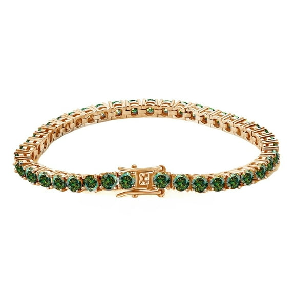 Green Moissanite Tennis Bracelets for Women Men Diamond Tennis Bracelet Gold Plated 4MM Tennis Bracelet Men's Diamond Bracelet Birthday Present Diamond Jewelry
