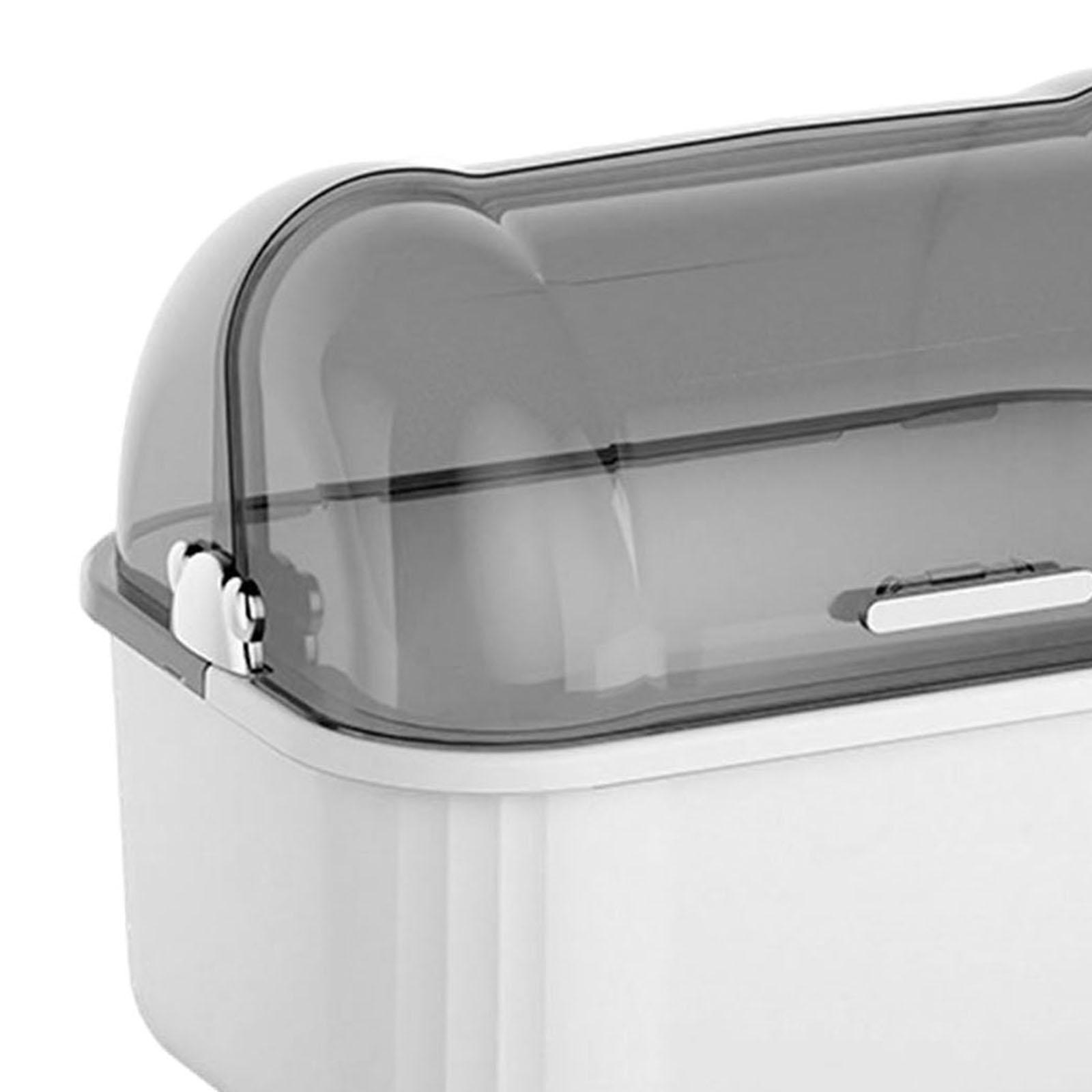 Fiocias Dish Drainer, Dish Drying Rack, Drip Tray, Space-saving, Dustproof, Dish Drainer Gray White