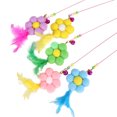 thumbnail image 1 of Funny Feather Teaser Rod Cat Teaser with Plush Flower Bell Pet Interactive Toy, 1 of 6