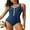 Blue, variant on Charmo Womens Zipper One Piece Sport Swimwear Color Blocked Surfing Bathing Suit