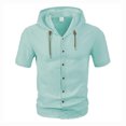 thumbnail image 2 of pstuiky Camisas de vestir de manga corta para hombre, Blusa de manga corta con cuello vuelto, transpirable, con botones y color liso para hombre camisetas de hombre xxl, 2 of 5