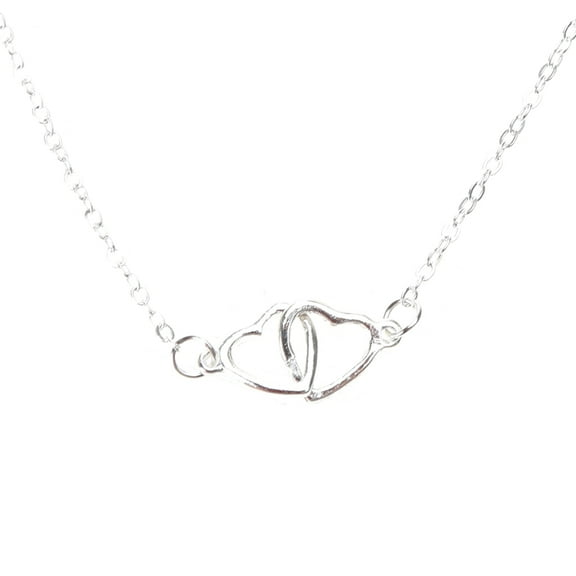 Tizuqe Simple Hollow Double Heart Charm Choker Jewelry Stackable Collar Necklace