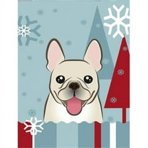 Caroline's Treasures BB1734CHF Winter Holiday French Bulldog Flag Canvas House Size , Large, multicolor