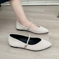 thumbnail image 4 of TOWED22 Women's Shoes Faux Suede Rhinestone Ribbon Square Toe Ballet Flat(Beige,7), 4 of 5